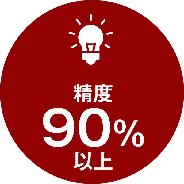 精度90%以上